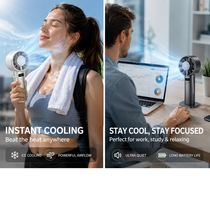 Ice Compress High-Speed Cooling Fan Handheld Fans USB Rechargeable Portable Mini Fan Folding Style for Travel,Camping,Outdoor