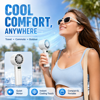 Ice Compress High-Speed Cooling Fan Handheld Fans USB Rechargeable Portable Mini Fan Folding Style for Travel,Camping,Outdoor