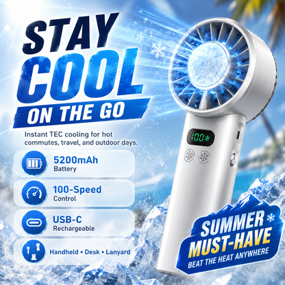 Ice Compress High-Speed Cooling Fan Handheld Fans USB Rechargeable Portable Mini Fan Folding Style for Travel,Camping,Outdoor